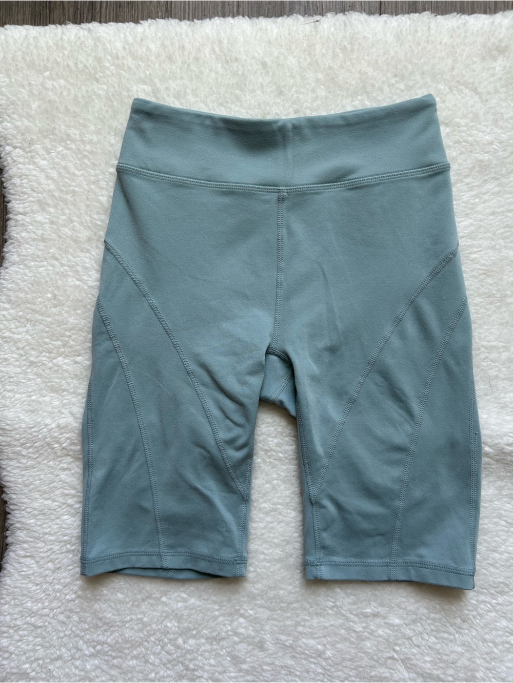 Free People High-Waist Teal Blue Bike Shorts - Picture 2 of 4